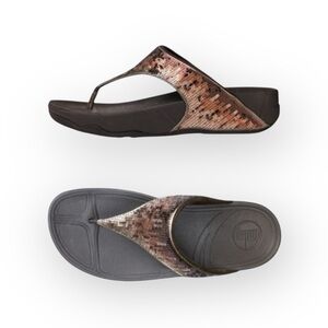 Fitflop ⍟ Electra Strata Tiger Eye Sequin Platform Fit Flops ⍟ Bronze Gold ⍟ 9M